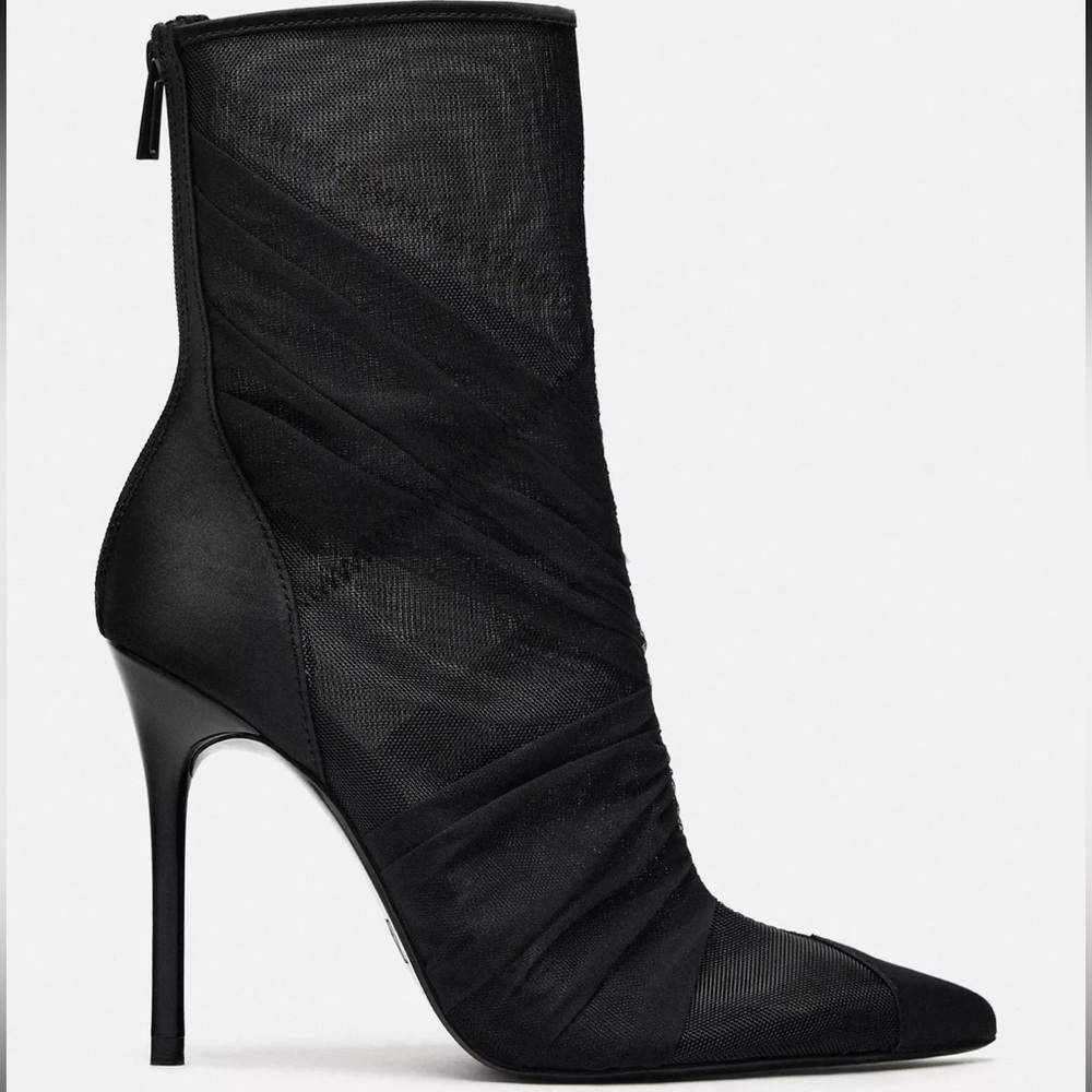 ✨SOLD Zara Elegant Black Mesh Heeled Boots